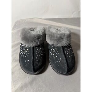 Koolaburra by UGG Lezly Black Suede Studded Rhinestone Slippers Womens 7 1099114